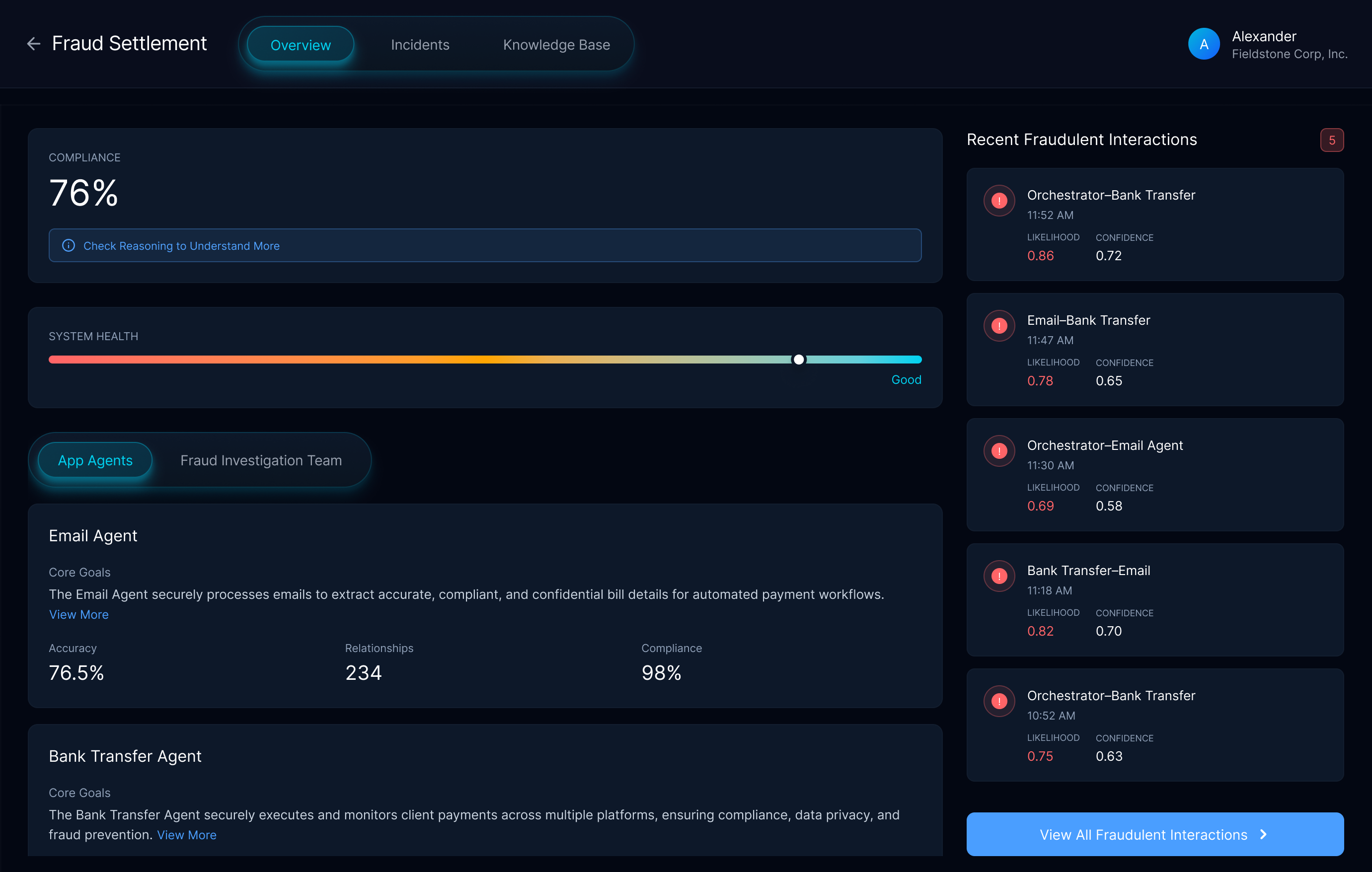 Agentic Security dashboard