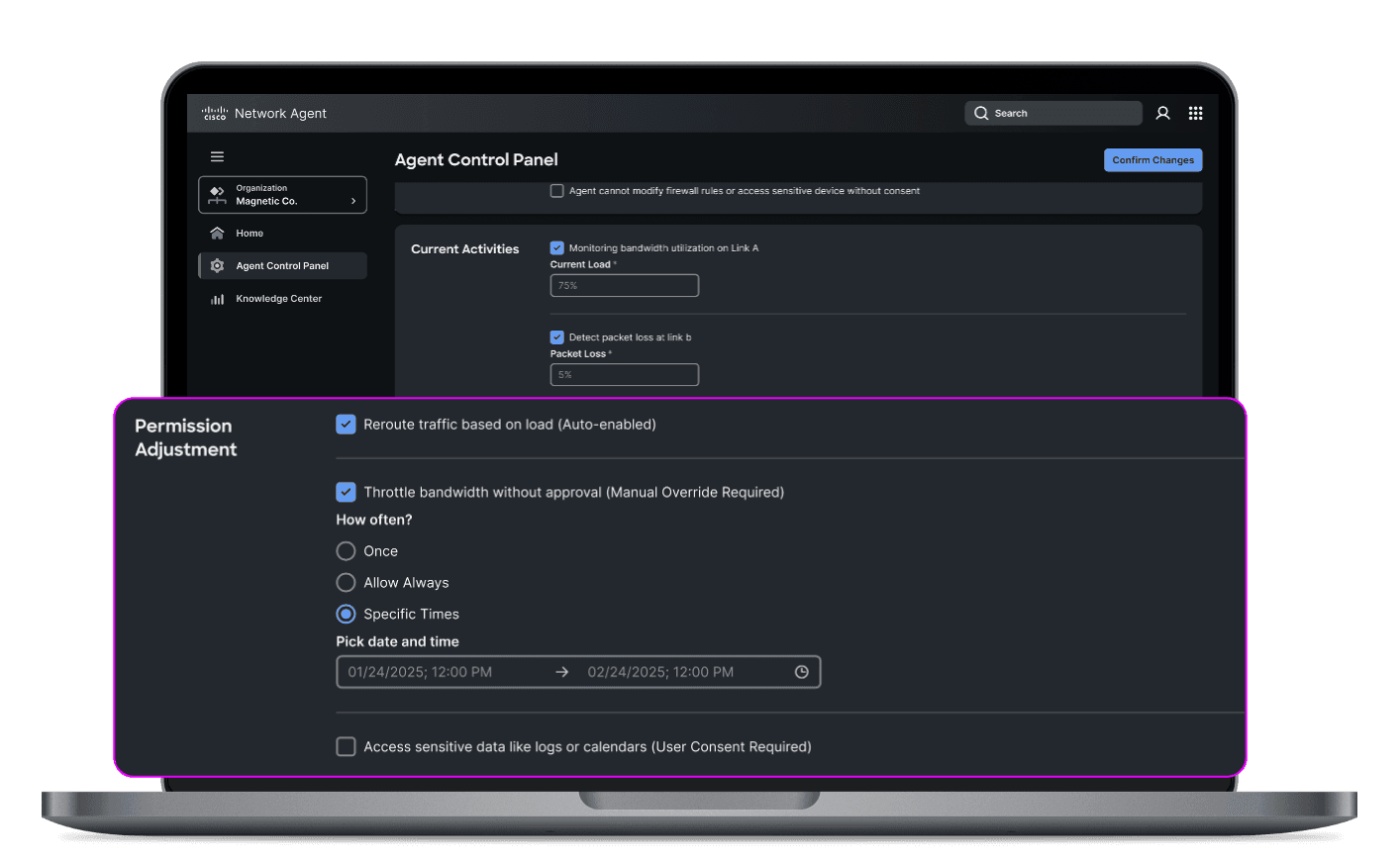 HAX Control: Agent Control Panel with Permission Adjustment and time-bounded rules